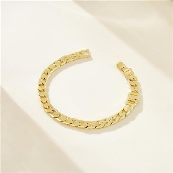 Gold Anklet for Women Chunky Cuban Link Adjustable 14K Plated Beach Jewelry - Picture 5 of 8